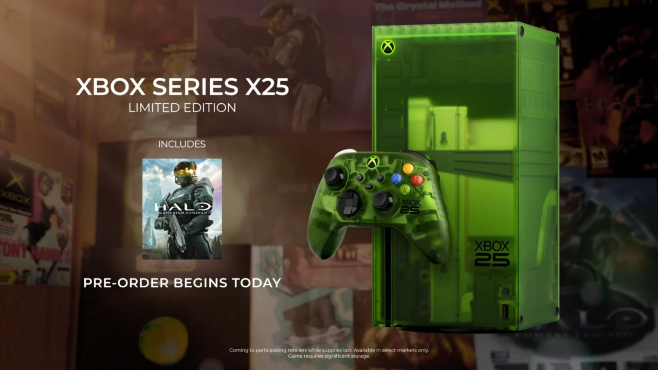 Xbox Series X25 Limited Edition translúcido verde com controle comemorativo